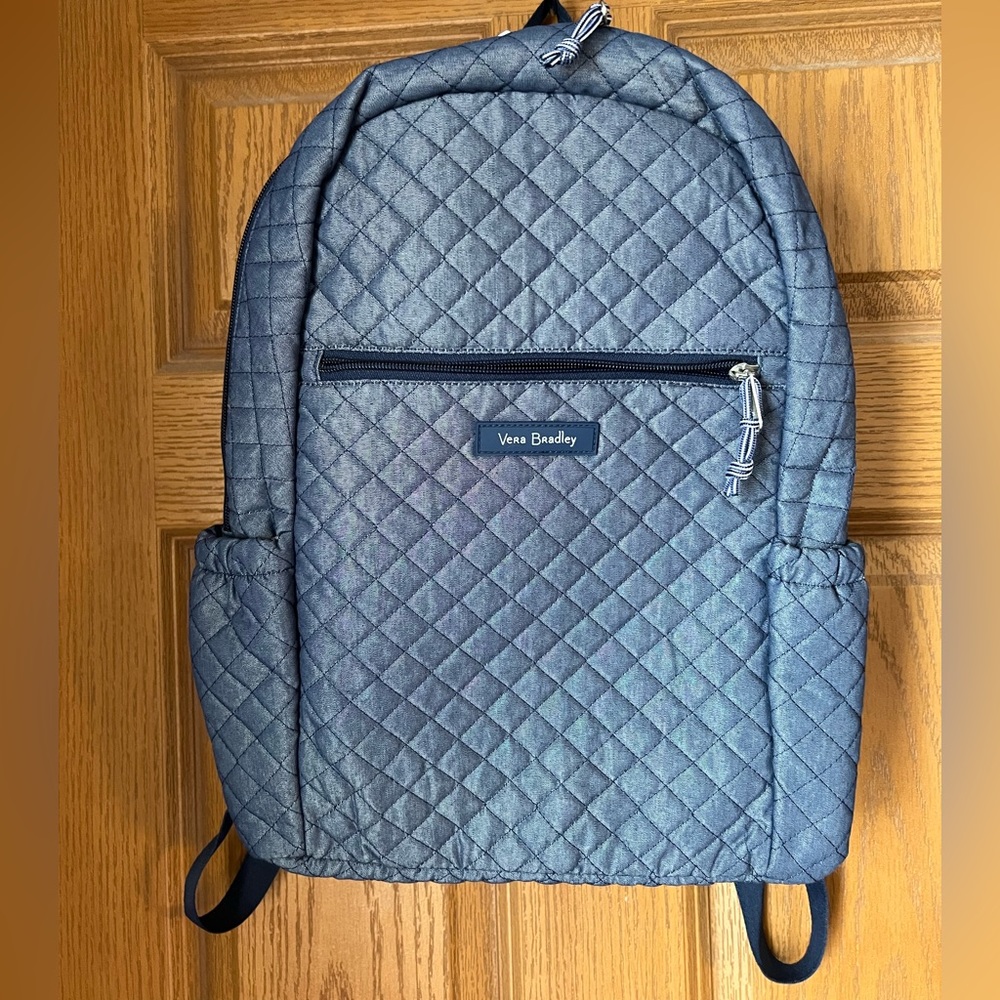 Vera Bradley new w/o tags quilted backpack denim blue.